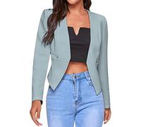 EFOFEI Damen Einfacher Strickjacken Anzug Solid Color Anzug Kostüm Schmal Geschnittener Büro Blazer Hellblau XS