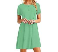 EFOFEI Damen Kurzes Loses Kleid Tee Shirt Schlankes Kleider Für Damen Kleid Hellgrün L