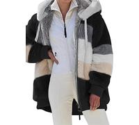 EFOFEI Damen Lose Strickjacke Mit Taschen Lässige Fleece Kapuzenjacken Fleece Kapuzenjacke Überzieher Strickjacke Pure Blk 5XL