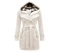 EFOFEI Damen Winter Zweireiher Trenchcoat Mantel Winter Blend Warm Jacket Beige L