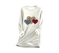 EFOFEI Frauen Cat Paw Gefüttert Vlies Top Festliche Partei Vlies Top Pullover Vlies Sweatshirt Herz Hellgrau S