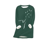EFOFEI Frauen Cat Paw Mode Vlies Pullover Rundhals Einfarbige Farbe Pullover Flauschig Sweatshirt Pfote Grün M