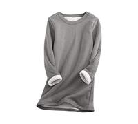 EFOFEI Frauen Cat's Paw Langarm Plus Vlies Pullover Loose Polar Top Festliche Partei Top Dunkelgrau XL