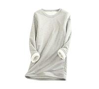 EFOFEI Frauen Dicken Warm Pullover Tops Teen Mädchen Sweatshirt Winter Warm Verdickte Pullover Crew Neck Weiche Loungewear Hellgrau M