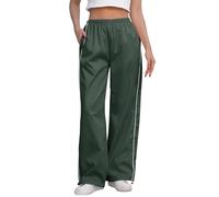 EFOGEP Damen Baggy Cargo Hose: Track Hose Y2k Fallschirm für Damen Weites Bein Hose Elastische Taille Casual Jogger Sweatpants Punk Hip Hop Hose Jogginghose Sweatpants Street Wear Armeegrün S