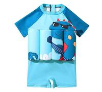 EFOGEP Kinder schwimmende Badeanzüge: Baby Jungen Mädchen EIN Stück Schwimmen Anzug Kurze Ärmel Auftrieb Badebekleidung Hawaiian Badeanzug Strand Sport Schwimmen Kostüm Blau & Dinosaurier 2-3 Jahre