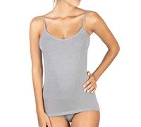 EGI Damen-Tanktop aus Mikromodal mit schlankem Schulter, glatt, Spaghetti-Träger-Top, Grau Small