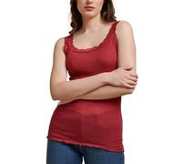 EGI Damen-Tanktop aus Seide, elegante Spitze, hergestellt in Italien, Unterwäsche, Top für Damen, hochwertige Stoffe und italienische Herstellung, Art. 1491, Rubin, S-M