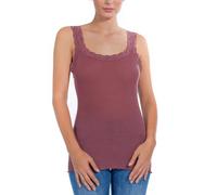 EGI Damen Tanktop aus Wolle und Seide Eleganter Spitzen-Stil Made in Italy Unterhemd Intimoberteil Damen Hohe Qualität Italienische Stoffe und Produktion, Art. 1491, altrosa, S-M