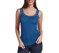 EGI Damen Tanktop aus Wolle und Seide Eleganter Spitzenbesatz Made in Italy Unterhemd Intimo Top Damen Hohe Qualität Italienische Stoffe und Produktion, Art. 1491, Ottanium, S-M