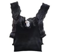 EGI Damen-Tanktop mit schmalem Schulterausschnitt und Rüschen aus 85 % Wolle und 15 % Seide, vollständig in Italien hergestellt. Hervorragende Qualität. Art. 1491 (L, Schwarz)