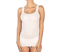EGI Damen Trägerhemd mit Spitze aus Wolle 85 % Wolle und Seide 15 %, Weiß L-XL