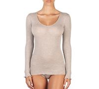 EGI Langarmshirt aus Wolle und Seide, V-Ausschnitt, hergestellt in Italien - Beige - Small/Medium