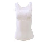 EGI Luxuriöses Damen-Tanktop aus Modal mit Spitzenbesatz Hergestellt in Italien., Naturale (Off-White), Mittel