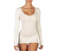 EGI ® Luxuriöses Langarm-Top aus Wolle und Seide. Hergestellt in Italien., Bianco (Off-White), Small/Medium