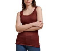 EGI Luxuriöses Tanktop aus Wolle und Seide mit Spitzenbesatz. Hergestellt in Italien., bordeaux, S-M