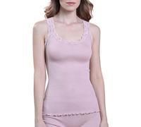 EGI ® Luxuriöses Tanktop aus Wolle und Seide, Spitzenbesatz, hergestellt in Italien, Art.1491, Cipria, Large-X-Large