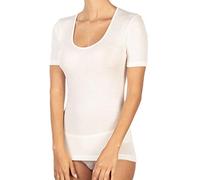 EGI Tanktop für Damen, 85 % Wolle und 15 % Seide, glatt, kurze Ärmel, Wollweiß., X-Small