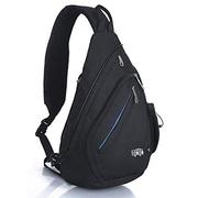 EGOGO Multifunktions Schultertasche Rucksack Crossbody Tasche Sling Tasche Wandern Dackpack ein sollte Schultergurt für Männer und Frauen E300-4 (Hot Black)