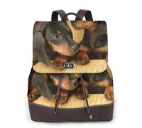 EgoMed Dackelwelpen, Haustiere, Hunde, Kleiner Dackel, Damen-Rucksack, wasserdicht, Tagesrucksack, leicht, PU-Leder, modischer Reiserucksack