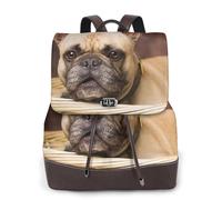 EgoMed Französische Bulldoggen Mall Welpe Braune kleine Hunde, Damen-Rucksack, wasserdicht, Tagesrucksack, leicht, PU-Leder, modischer Reiserucksack