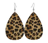 EgoMed Lederohrringe, Damen-Ohrringe aus Kunstleder in Tropfenform, metallische Tropfenohrringe,Niedlicher Leopardenmuster