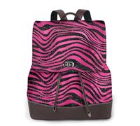 EgoMed Leuchtend rosa und schwarzer Animal-Print, Damen-Rucksack, wasserdicht, Tagesrucksack, leicht, PU-Leder, modischer Reiserucksack
