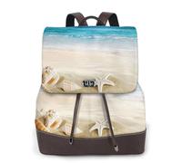 EgoMed Muscheln Sand, Damen-Rucksack, wasserdicht, Tagesrucksack, leicht, PU-Leder, modischer Reiserucksack