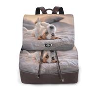 EgoMed Süßer kleiner Hund Jack Russell Terrier, Damen-Rucksack, wasserdicht, Tagesrucksack, leicht, PU-Leder, modischer Reiserucksack