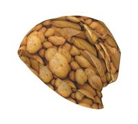 EgoMed Totenkopf-Mütze, Strickmütze, Sturmhaube aus Polyester, Slouchy-Beanie-Mütze, Laufmütze, mit Kartoffel-Maleffekt