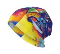 EgoMed Totenkopfmütze, Strickmütze, Polyester-Sturmhaube, Slouchy-Beanie-Mütze, Laufmütze, Boxer-Hund