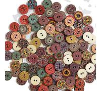 Egurs Vintage Bunte Holz Knöpfe 200 Stück 2 Löchern Runde Holzknopf Holzknöpfe Holz Nähen Knöpfe für Nähen Handwerk Scrapbooking Basteln DIY Craft 15 MM