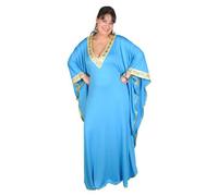 Egypt Bazar Eleganter Damen Kaftan - Kleid im Butterfly Look, Sommer - Urlaub - Hauskleid -, türkis/Gold (Einheitsgröße: 4XL bis 5XL (60-70))