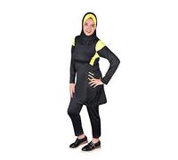 Egypt Bazar Ganzkörper islamischer Badeanzug im Burkini Stil muslimischer Schwimmanzug Hijab (56 (3XL), schwarz/gelb)