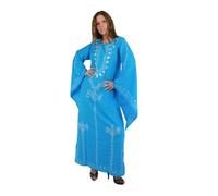 Egypt Bazar Romantischer Kaftan im 70er-Jahre-Look, Größe: 6XL (68-70), türkis-silber