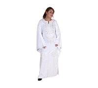 Egypt Bazar Romantischer Kaftan im 70er-Jahre-Look, Weiss-Gold (48-50 (XL))