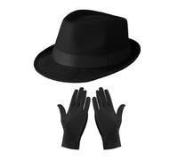 EHDWXVZM 1 Herrenhut, 1 Paar Fingerschutz, Melone, Herren-Jazzhut, Herren-Filzhut, Hut Mit Kurzer Krempe