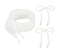 EHDWXVZM 1 Paar Weißer Spitzen -Schnürsenkel Und 2 Stücke Von Bow -Schuhdekorationen, Süße Und Einfache Schnürsenkel, Frauenschuhzubehör, Schuhdekorationen.