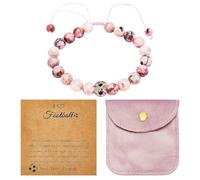 EHDWXVZM 1 Stück Türkisfarbenes Fußballarmband Mit 1 Grußkarte, 1 Schmuckbeutel, Türkisfarbenes Armband Mit Rotem Muster, Verstellbares Schnursteinarmband, Freundschaftsfußballgeschenk