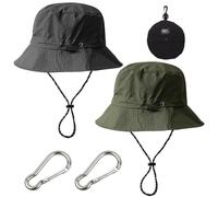 EHDWXVZM 2 Eimerhüte Und 2 Karabiner Mit 2 Winddichten Seilen, Wasserdichter Sonnenhut, Schnell Trocknender Sonnenhut, Tragbarer Sonnenhut, Faltbarer Sonnenhut
