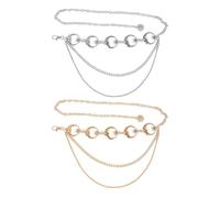 EHDWXVZM 2 Stück Mond-Taillenketten, Mehrschichtige Metall-Taillenketten, Verstellbare Körperketten, Accessoires-Gürtelketten, Kleider- Und Anzuggürtel, Dekorative Ketten Für Outfits