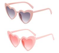 EHDWXVZM 2 Stück Rosa Sonnenbrille, Love-Sonnenbrille, Modische Retro-Sonnenbrille, Damen-Streetstyle-Sonnenbrille, Sommer-Strand-Sonnenbrille, Geeignet Für Partys Und Strände