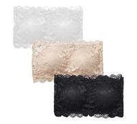 EHDWXVZM 3 Stück Trägerloser Bandeau-BH, Bandeau-Oberteile Für Damen, Rückenfreier BH, Trägerloser BH Für Damen in Weiß, Schwarz und Hautfarbe, Einheitsgröße