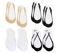 EHDWXVZM 4 Paar Halbsocken, 4 Paar Unsichtbare Socken, Ballettsocken, Ballerinasocken, Spitzensocken, Damenstrümpfe, Atmungsaktive Halbsocken, Sohlenpolster