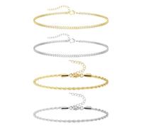 EHDWXVZM 4 Stück Edelstahl-Armbandketten, 2 Stile, Verschleißfestes Und Langlebiges Design, Modischer Und Einfacher Stil, Geeignet Für Den Täglichen Gebrauch, Geeignet Für Männer Und Frauen.