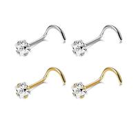 EHDWXVZM 4 Zirkon-Nasenstecker, Damen-Nasenstecker, S-Förmige Nasenstecker, Dekorative Accessoires Für Damen, Goldener Nasenring-Piercing-Schmuck