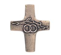 Ehekreuz aus Bronze - mit Ringen als Symbol - vom Künstler Jürgen Peters - Höhe ca. 11 cm