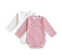 Ehrenkind® Baby-Body 2er Set | 100% Bio-Baumwolle | Wickelbody | Standard 100 by OEKO-TEX Body Baby | Baby Body langarm | Weiß + Rose weiße Punkte Gr. 62/68