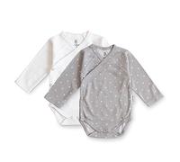 Ehrenkind® Baby-Body 2er Set | 100% Bio-Baumwolle | Wickelbody | Standard 100 by OEKO-TEX Body Baby | Baby Body langarm | Weiß + Grau weiße Punkte Gr. 50/56