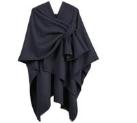 Ehuihuan Poncho Damen Umhängetuch Cape mit Fransensaum, Cashmere Feeling Strick Cardigan für Herbst Winter, 130x50cm